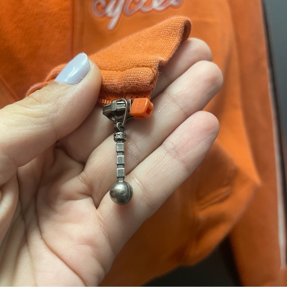 CLEAR OUT SALE Harley Davidson Motor Cycles orange zip up sweater XS - Picture 5 of 9